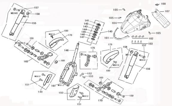 Front Fork-Mudguard China Joy /Legend white