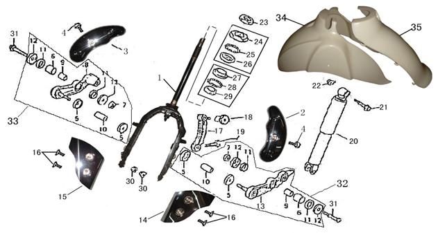 Front Fork Mudguard AGM LX white