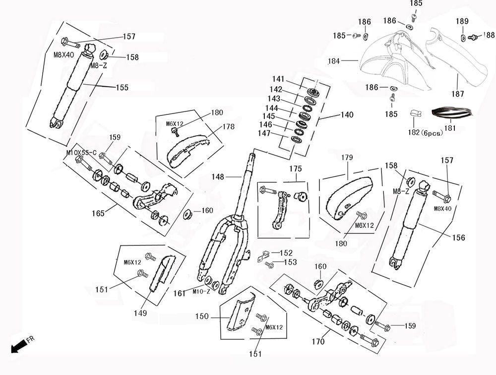 Front Fork-Mudguard AGM Retro Extra mat cream
