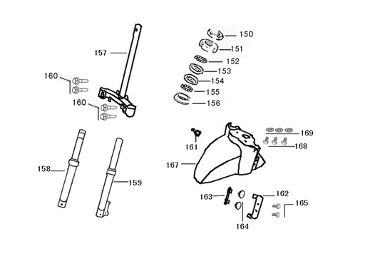 Front Fork-Mudguard China VX-S /Riva Sport red