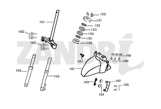 Front Fork-Mudguard BTC Riva Sport orange