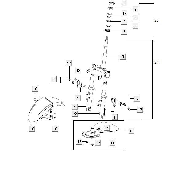 Front Fork-Mudguard Kymco Agility Fat 12' 4-stroke sporty orange