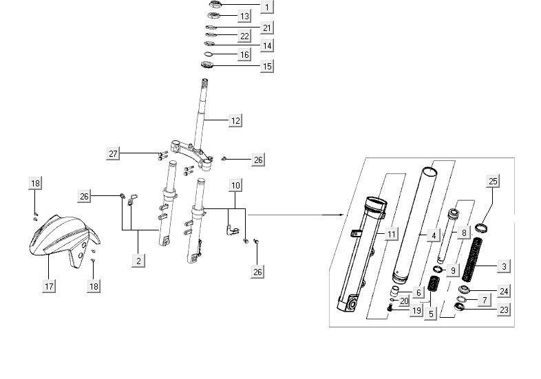 front fork mudguard Kymco Agility RS 4-stroke white 09