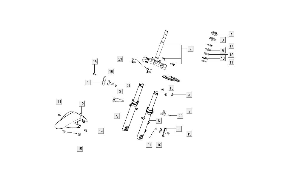 front fork mudguard Kymco Super8 4-stroke from 2009 black