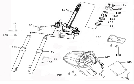 Front Fork-Mudguard Neco Lola creme green