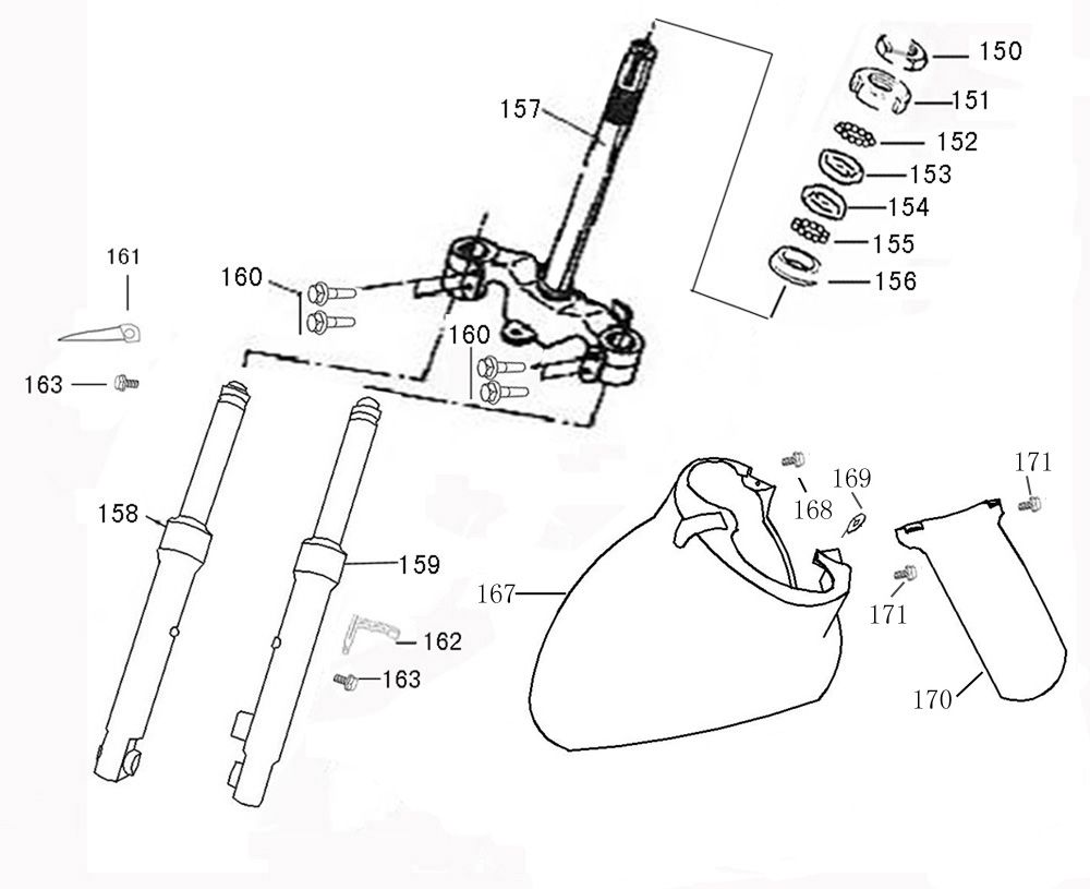 Front Fork-Mudguard Rover Riva II smokey