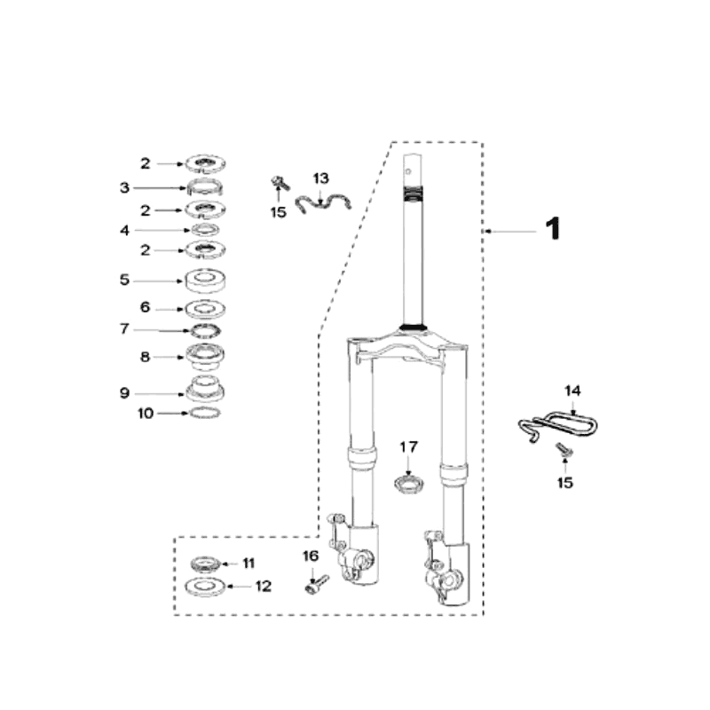 Front Fork - Handlebar-head bearing set Peugeot Speedfight 3 AC Red