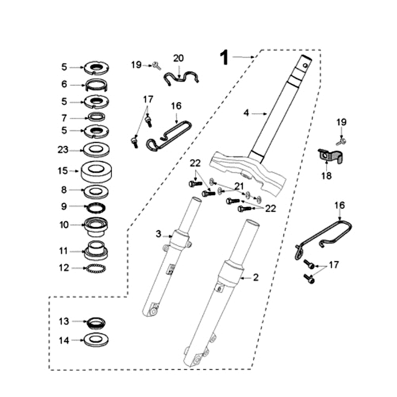 Front Fork - Handlebar-head bearing set Peugeot Kisbee RS White