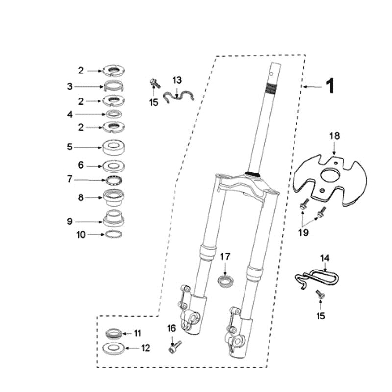 Front Fork - Handlebar-head bearing set Peugeot Speedfight 3 4-stroke Red