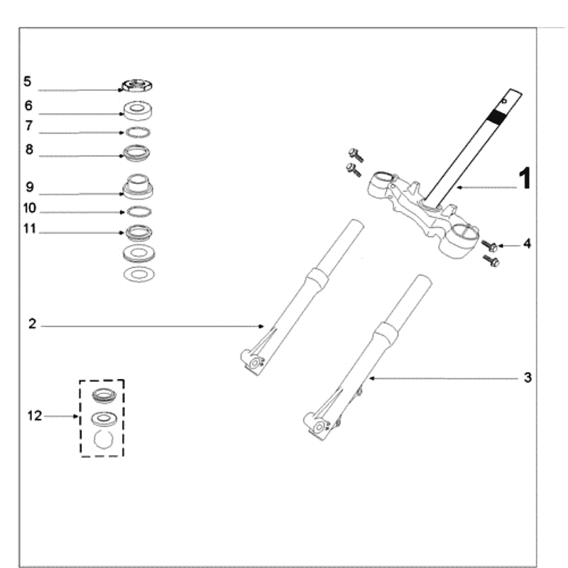 Front Fork - Handlebar-head bearing set Peugeot Tweet old matt black