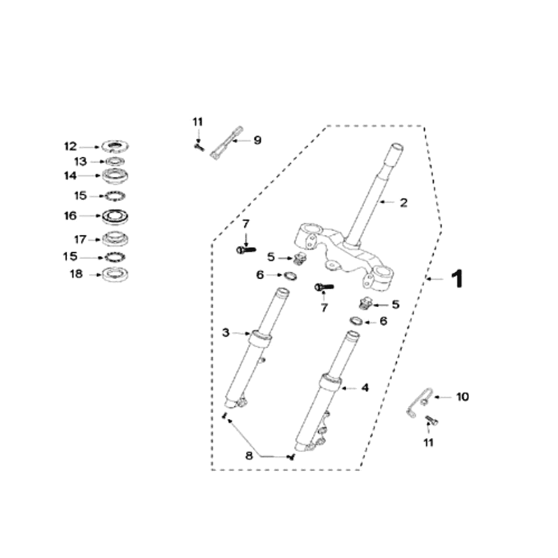 Front Fork - Handlebar-head bearing set Peugeot V-clic Orange