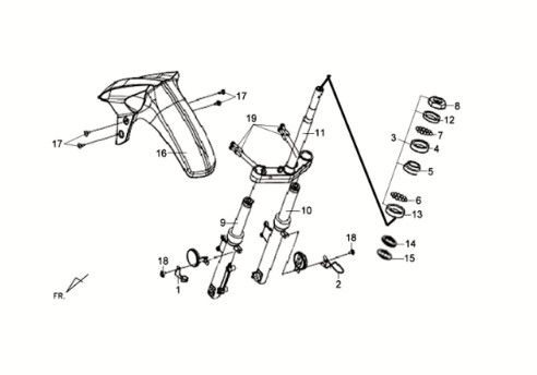 Voorvork - voorbord - balhoofdstel Sym Crox 50 E3 WIT (WH-8018P)