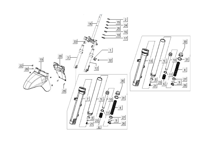 Front Fork - Front Mudguard Kymco Like 4-stroke tecno silver like T T 2015