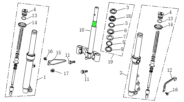 Front fork AGM Ape50 white