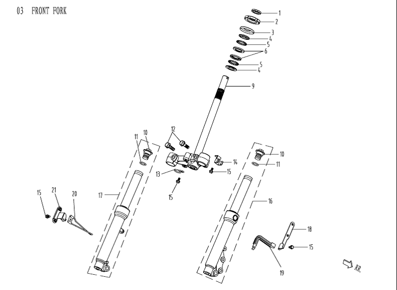 Front fork AGM Venom white