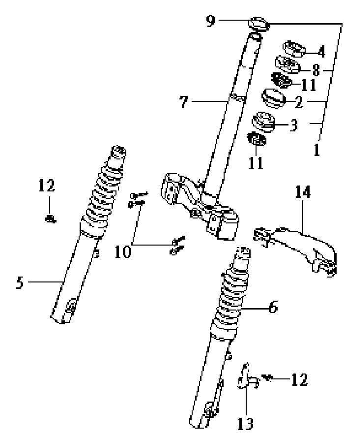 Front Fork Handlebar-head bearing set Sym DD50 blue