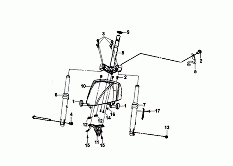 Front Fork Handlebar head bearing set Sym Mio 50I (WH-8018P/BK-001C) white black