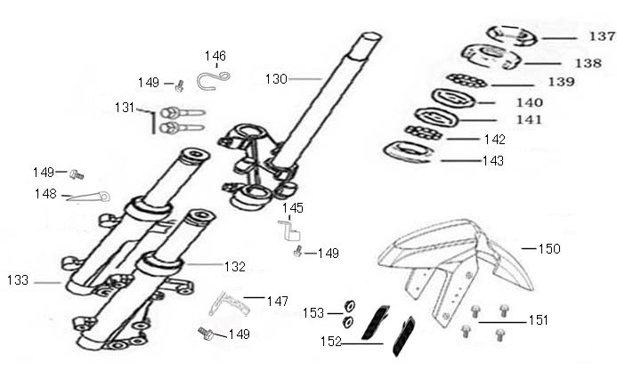 Front fork China R8 white