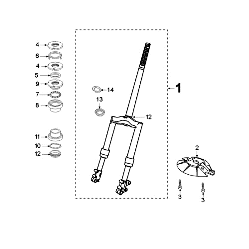 Front Fork and Handlebar-head bearing set Peugeot Elyseo black