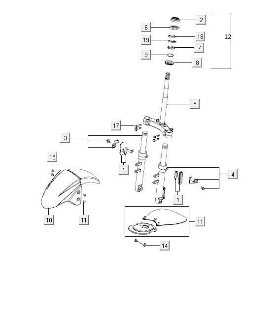 Front fork Kymco Agility 10' 4-stroke blue
