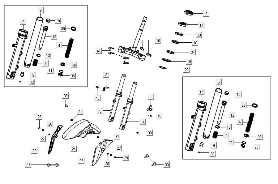 Front fork Kymco Agility 16'+ 4t matt metalic silver