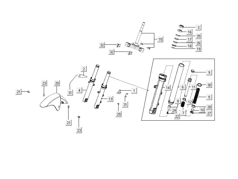 Front fork Kymco City 16' 4-stroke white