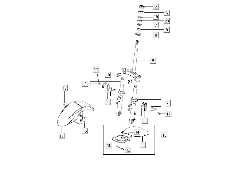 Front fork Kymco Delivery 4-stroke black