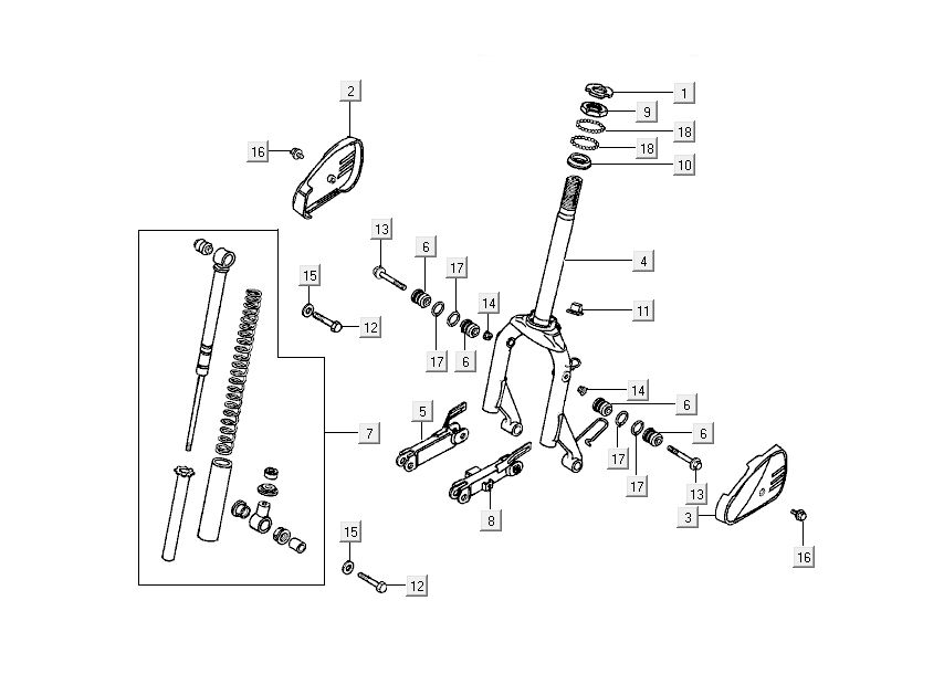 Front Fork Kymco DJ 2-stroke Black