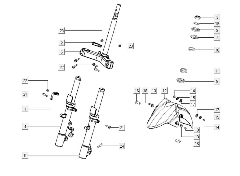 Front fork Kymco Downtown 300i white