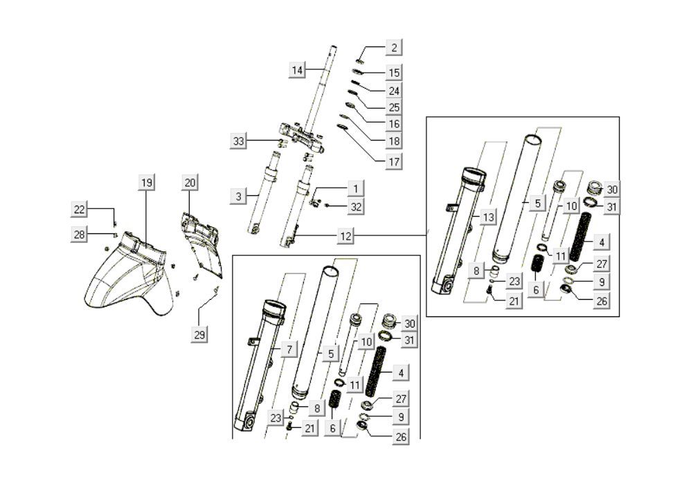 Front Fork Kymco Like 200i White