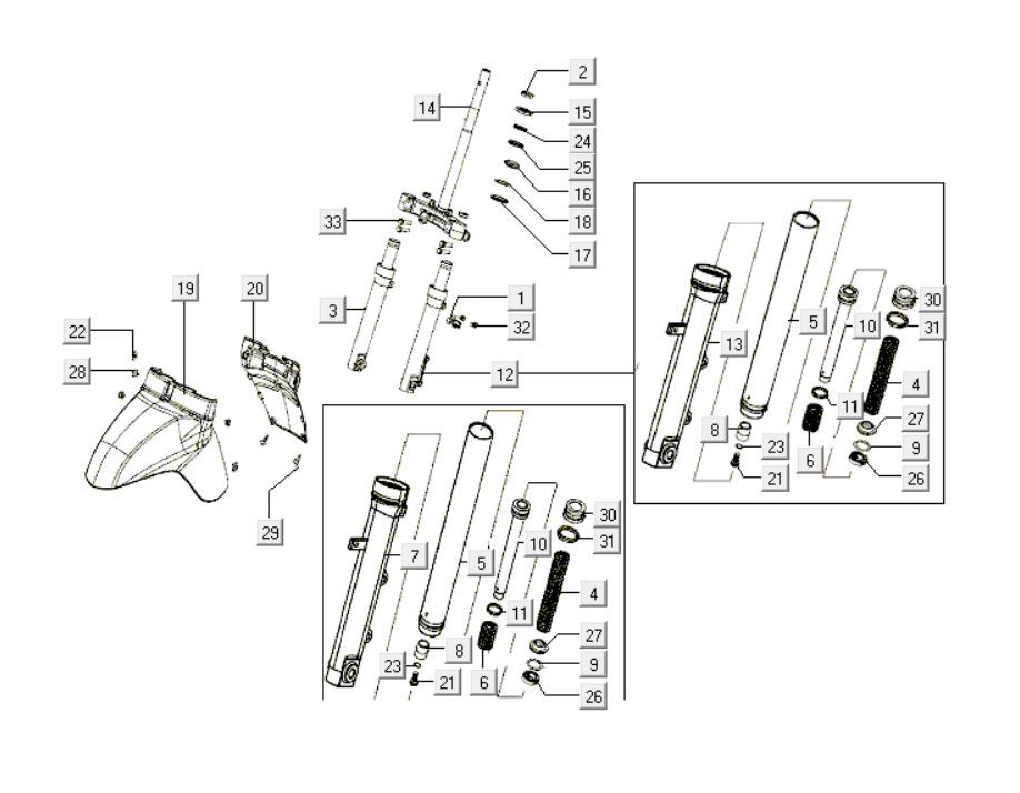 Front Fork Kymco Like 200i Black