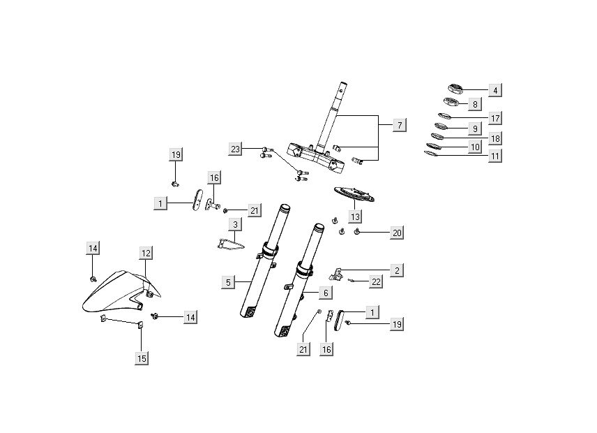 Front fork Kymco Super 8 Street 4-stroke blue