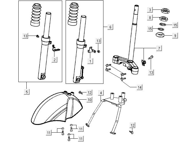 Front fork Kymco Yup 2t ac red