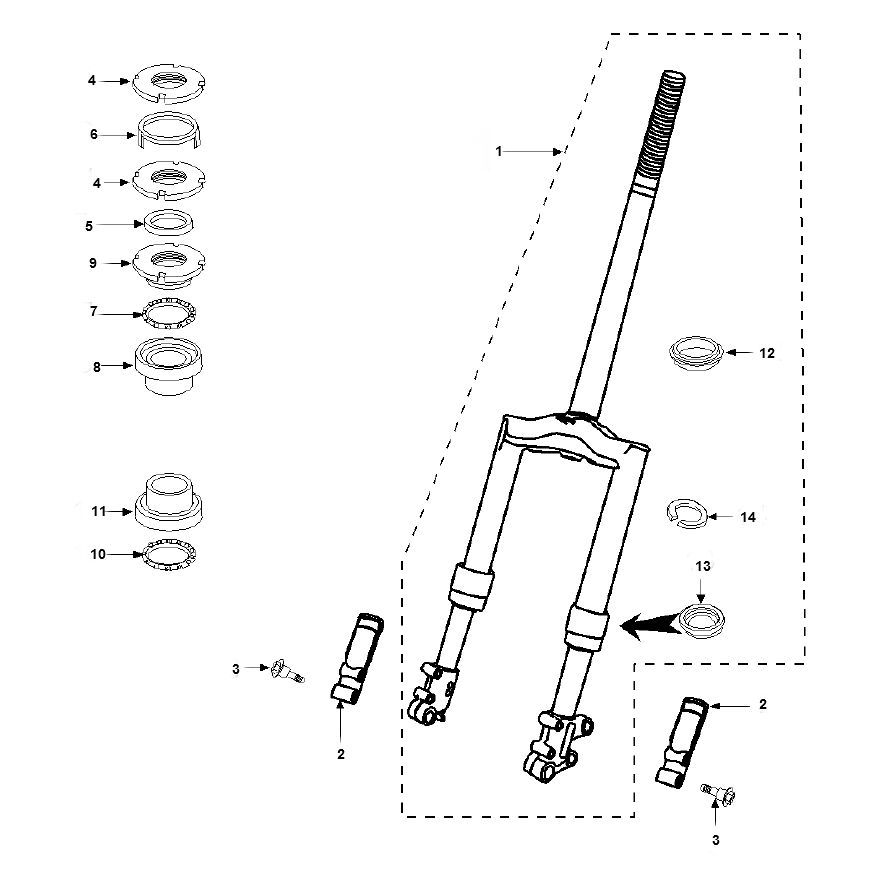 Front Fork Peugeot Vivacity 2 E2 2-Stroke