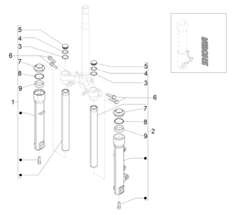 Front fork (Showa) Piaggio Liberty 125 4-stroke 3V IE ABS (IGET Euro 5)
