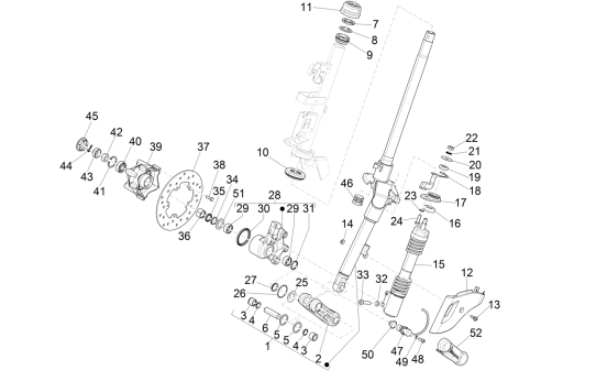 Front Fork Vespa Primavera 4-stroke 3-valve (euro4 injection iget)