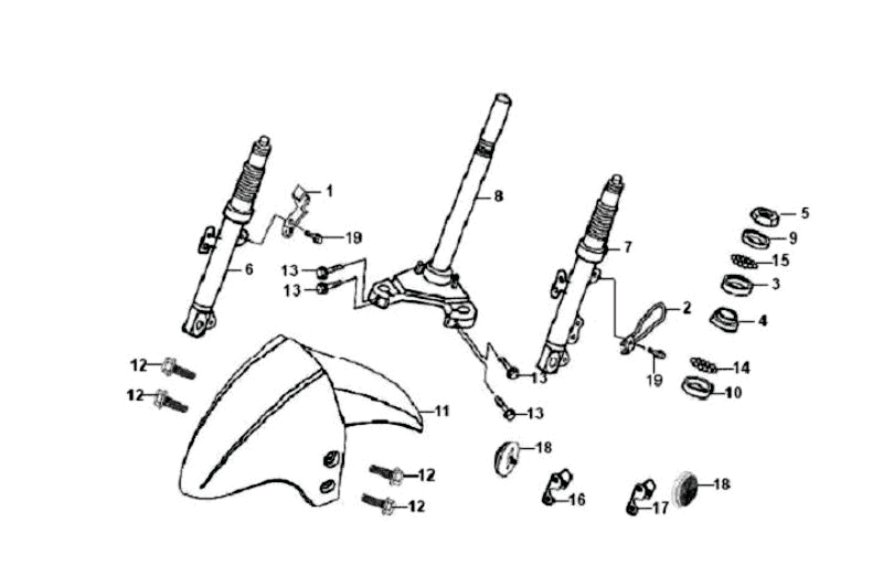 Front Fork Front Fender Handlebar-head bearing set Sym Orbit (R010CA) red