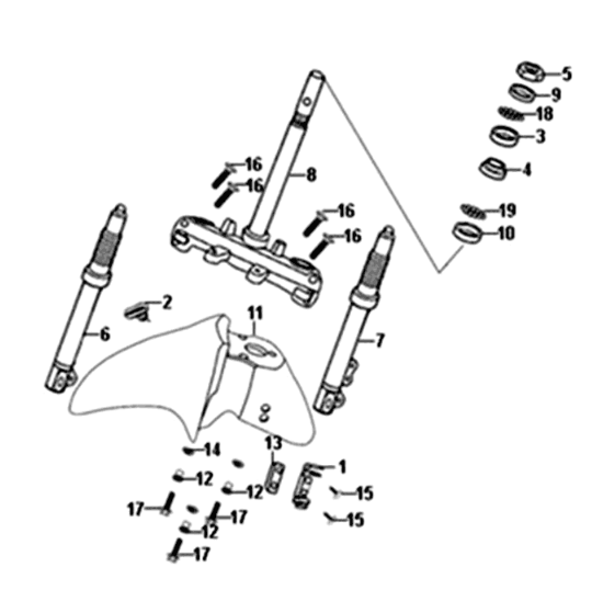 Front fork/front fender/headset Sym Symphony ST 200I White (WH-006)