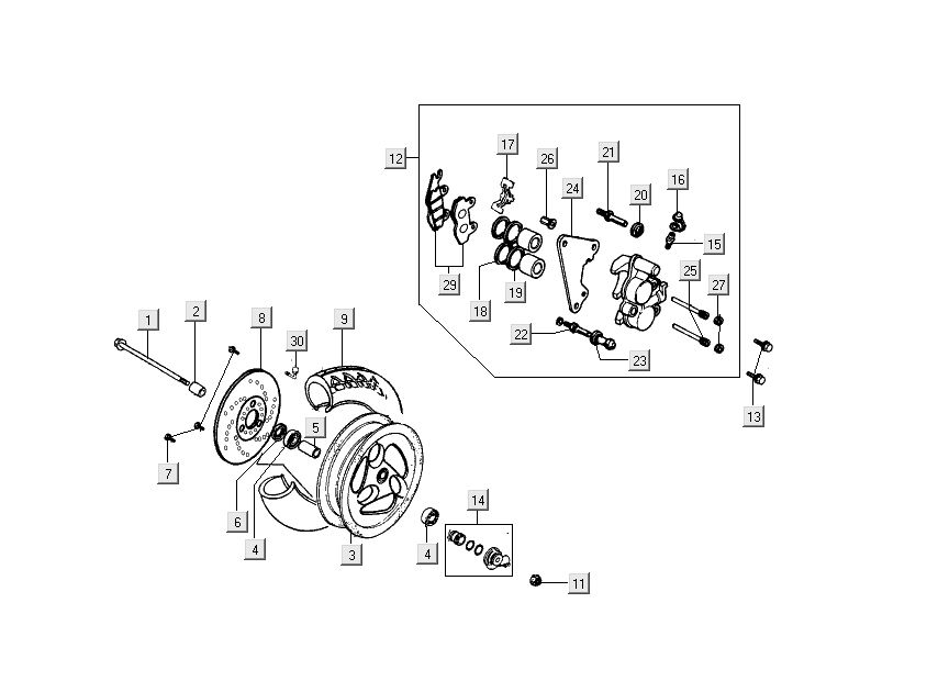 front wheel claw Kymco Dink LC 2-stroke silver