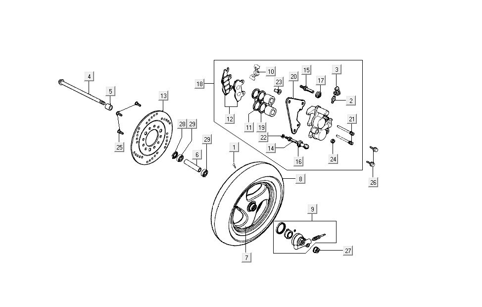 front wheel claw Kymco Super9 AC 2-stroke nm yellow - black