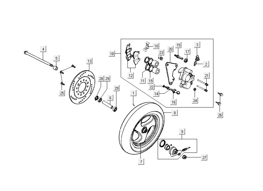 front wheel claw Kymco Super9 ac o.m 2-stroke Sport Blue