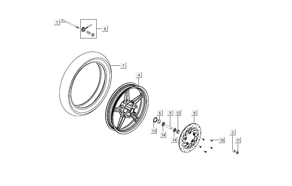 front wheel brake Kymco Super 8 4-stroke (2007-2009) Red black