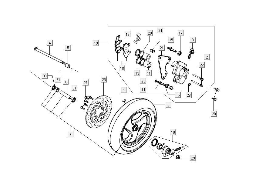 front wheel brake brake caliper Kymco Grand Dink 2-stroke Champagne