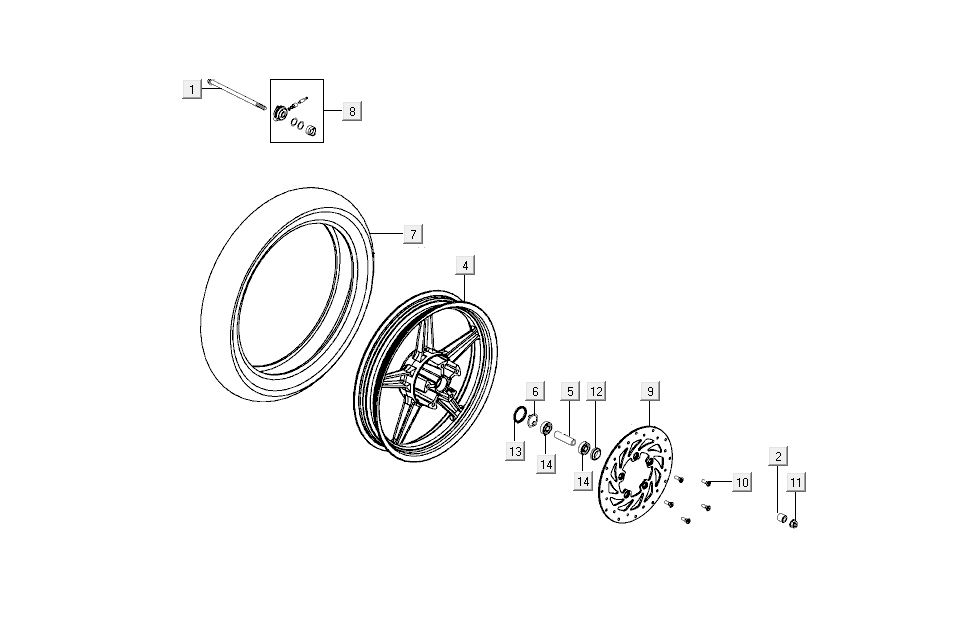 front wheel counter to Kymco Super8 4-stroke from 2009 red