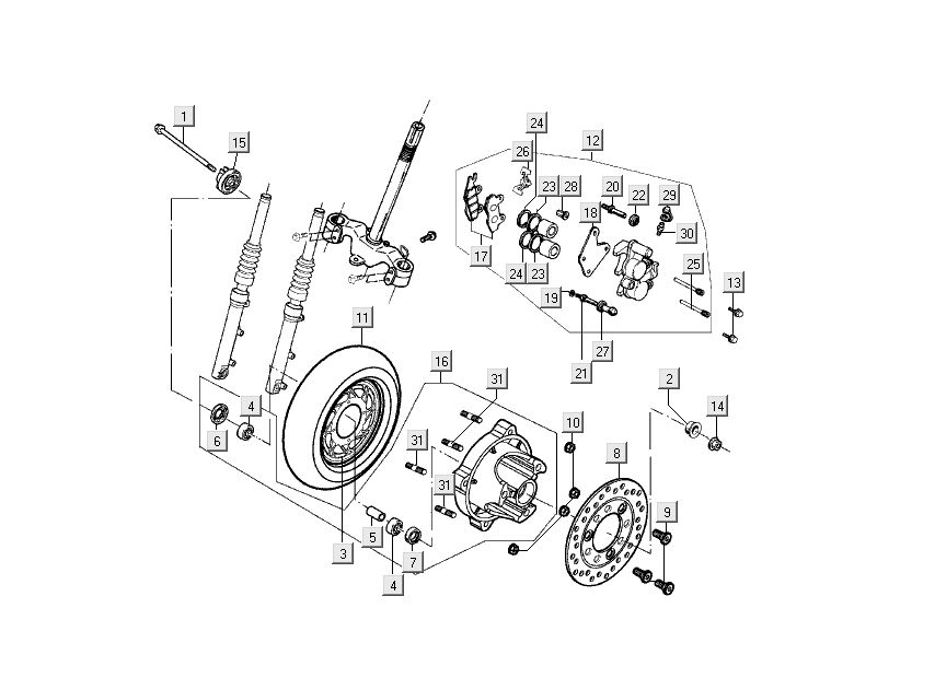 Front wheel - Claw Kymco Filly 4-stroke silver