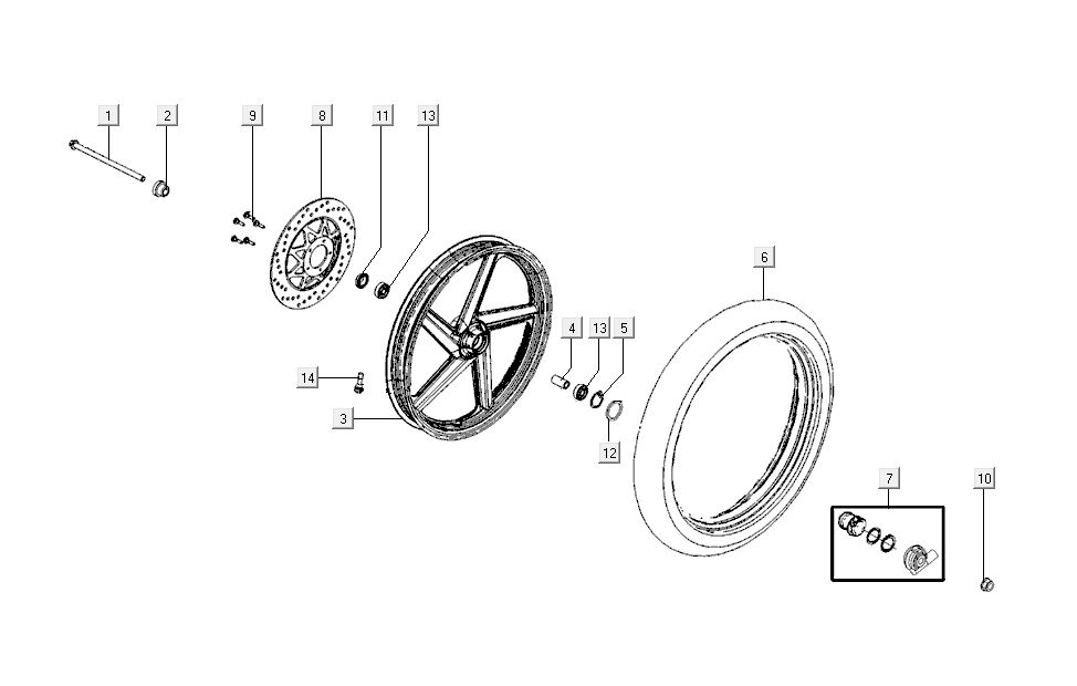 Front wheel - disc Kymco K-Pipe 4-stroke White