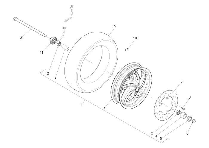 Front wheel Piaggio New Fly 4-stroke 4-valve