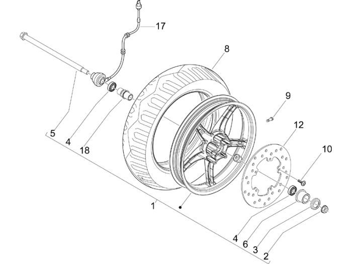 Front wheel Piaggio Fly 2-stroke