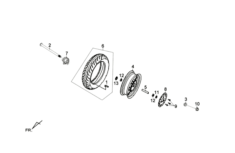 Front wheel Sym Fiddle III Matt Black