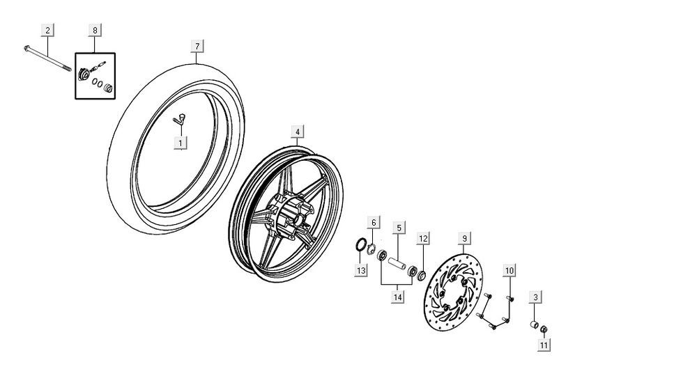 front wheel AGILITY 16+ 4T 125 Matte Metallic Light Blue